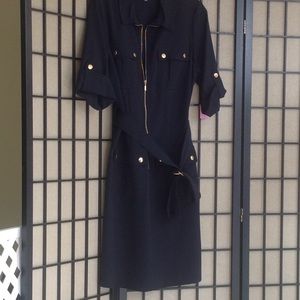 Sharagano Navy blue dress size 10 with gold button